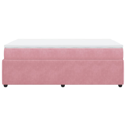 Boxspring met matras fluweel roze 120x190 cm