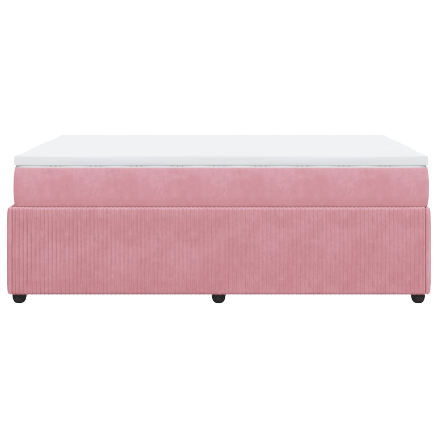 Boxspring met matras fluweel roze 120x190 cm