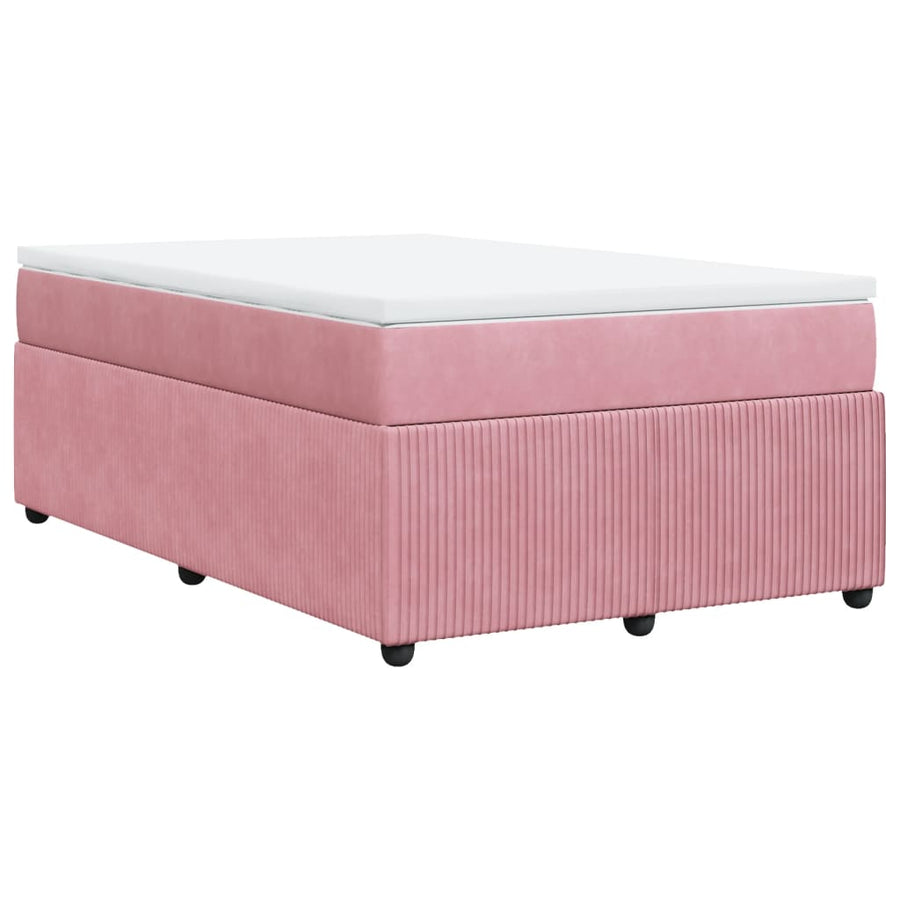 Boxspring met matras fluweel roze 120x190 cm
