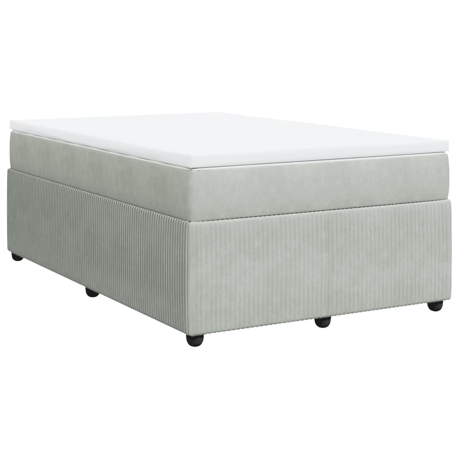Boxspring met matras fluweel lichtgrijs 120x200 cm