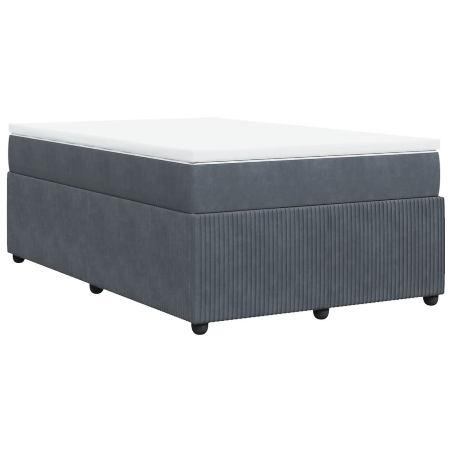 Boxspring met matras fluweel donkergrijs 120x200 cm