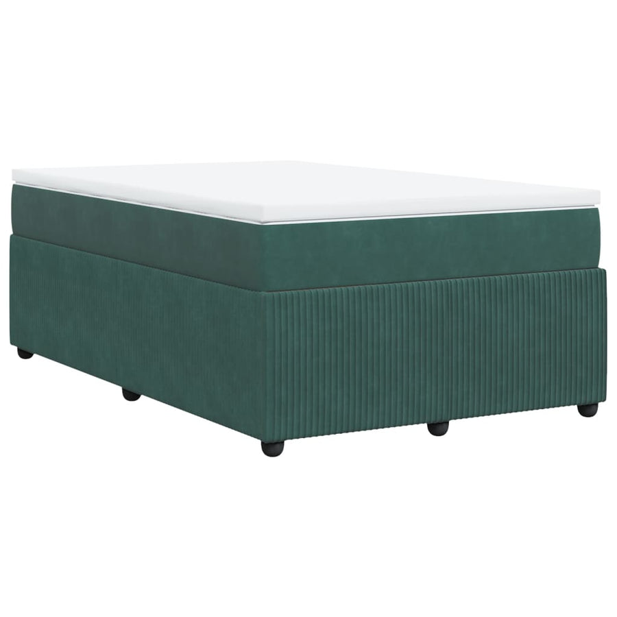 Boxspring met matras fluweel donkergroen 120x200 cm