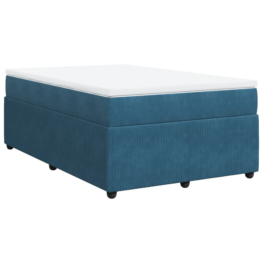 Boxspring met matras fluweel donkerblauw 120x200 cm