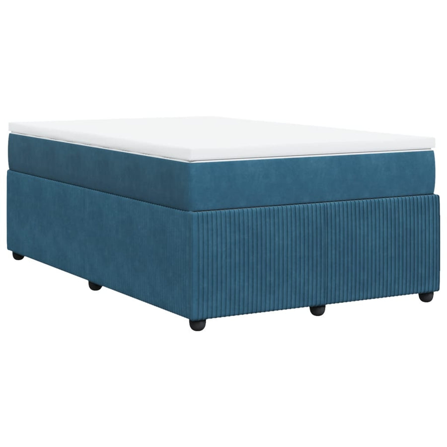 Boxspring met matras fluweel donkerblauw 120x200 cm