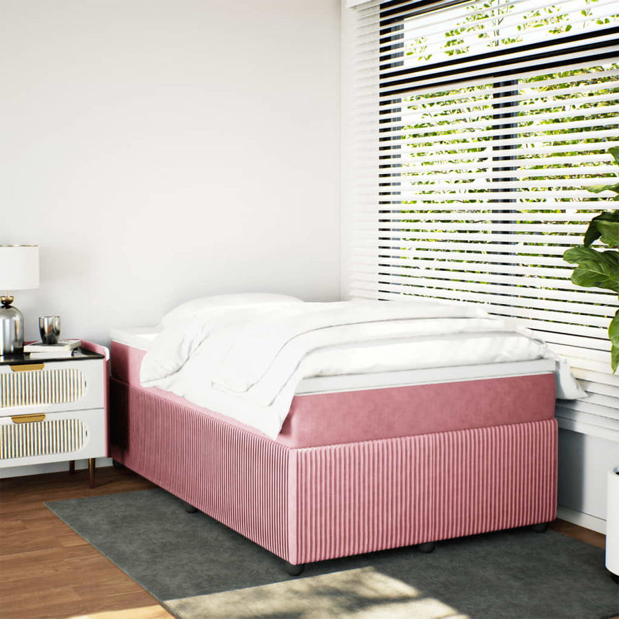 Boxspring met matras fluweel roze 120x200 cm