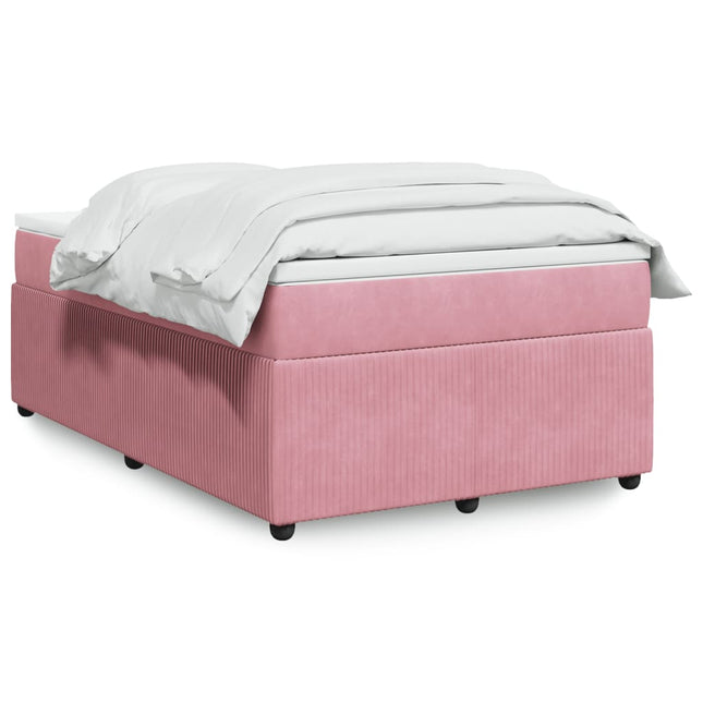 Boxspring met matras fluweel roze 120x200 cm