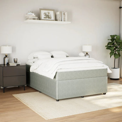 Boxspring met matras fluweel lichtgrijs 140x190 cm