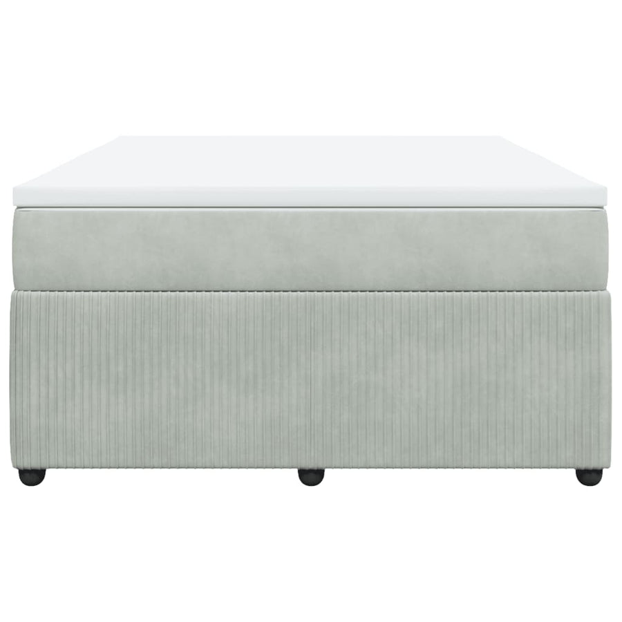 Boxspring met matras fluweel lichtgrijs 140x190 cm