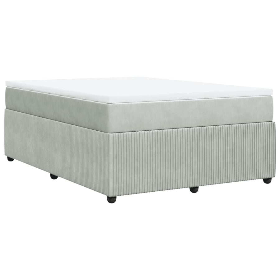 Boxspring met matras fluweel lichtgrijs 140x190 cm