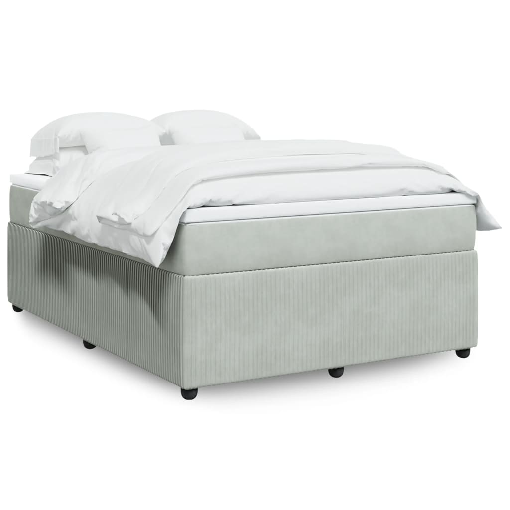 Boxspring met matras fluweel lichtgrijs 140x190 cm