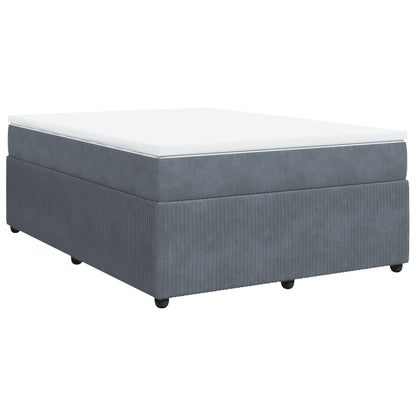 Boxspring met matras fluweel donkergrijs 140x190 cm