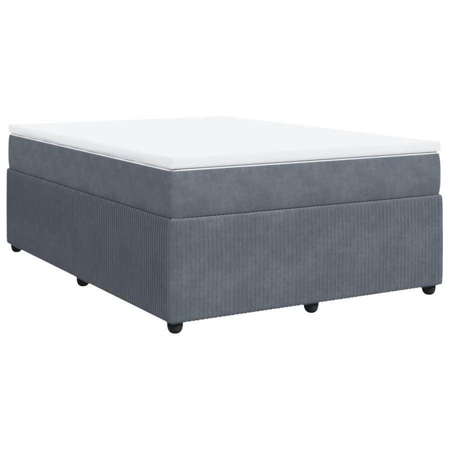 Boxspring met matras fluweel donkergrijs 140x190 cm