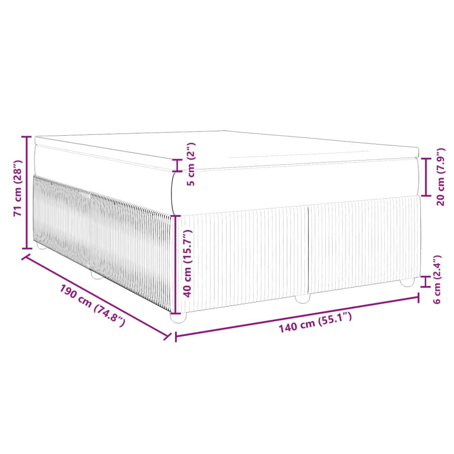 Boxspring met matras fluweel donkergrijs 140x190 cm