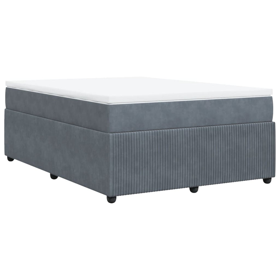 Boxspring met matras fluweel donkergrijs 140x190 cm