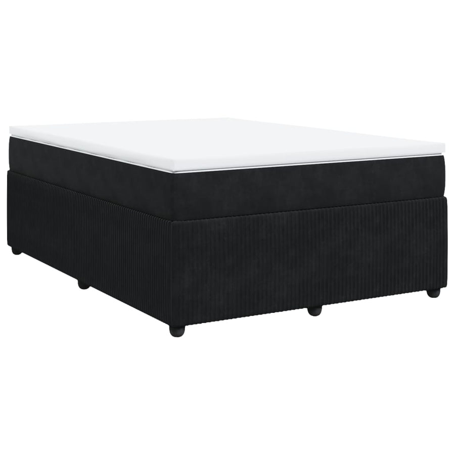 Boxspring met matras fluweel zwart 140x190 cm