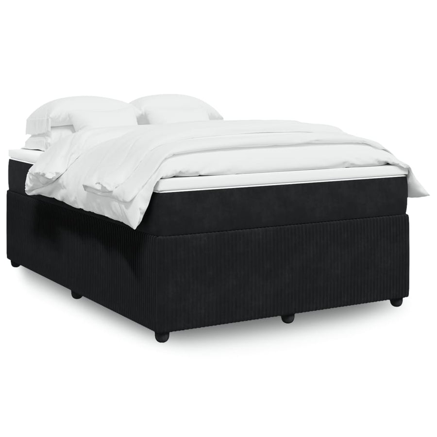 Boxspring met matras fluweel zwart 140x190 cm