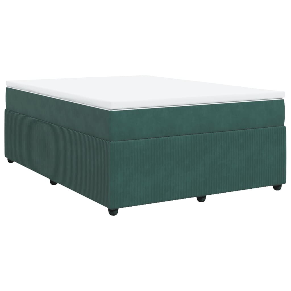 Boxspring met matras fluweel donkergroen 140x190 cm