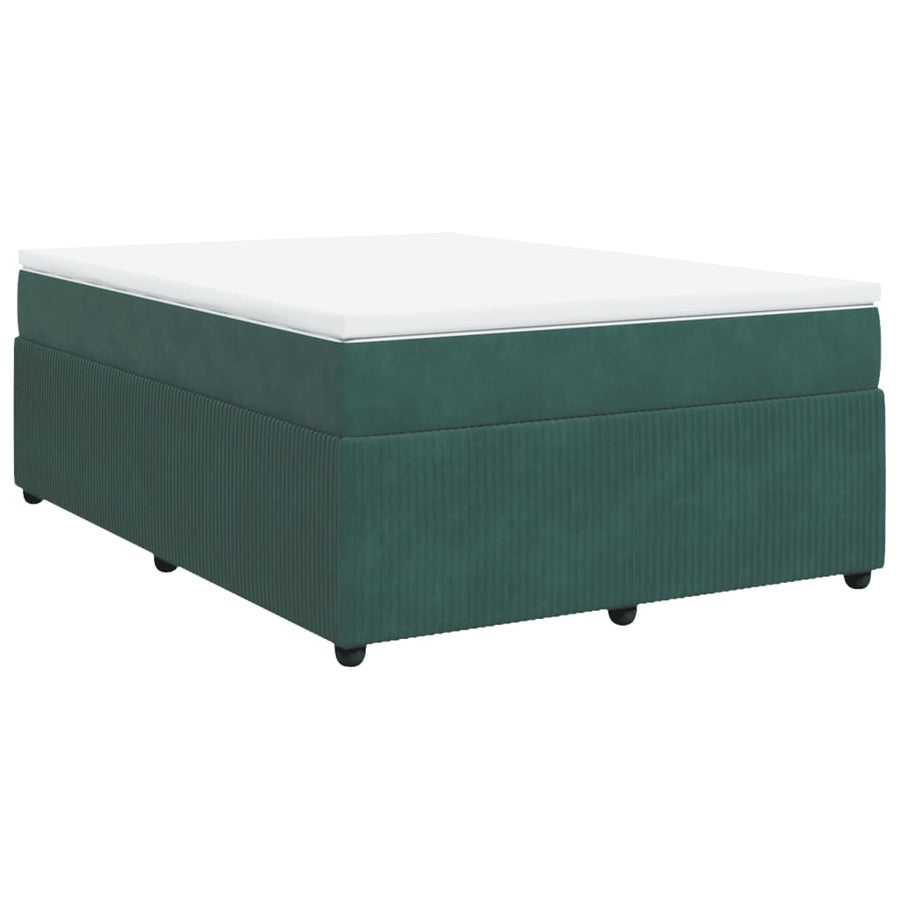 Boxspring met matras fluweel donkergroen 140x190 cm