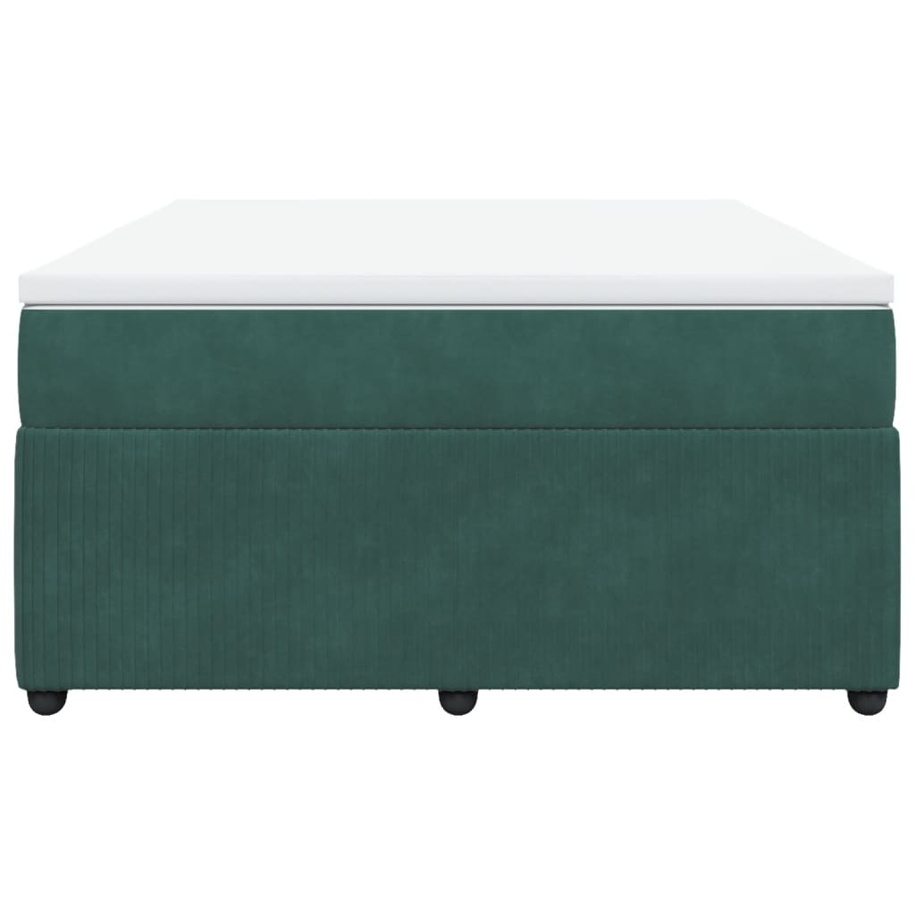 Boxspring met matras fluweel donkergroen 140x190 cm