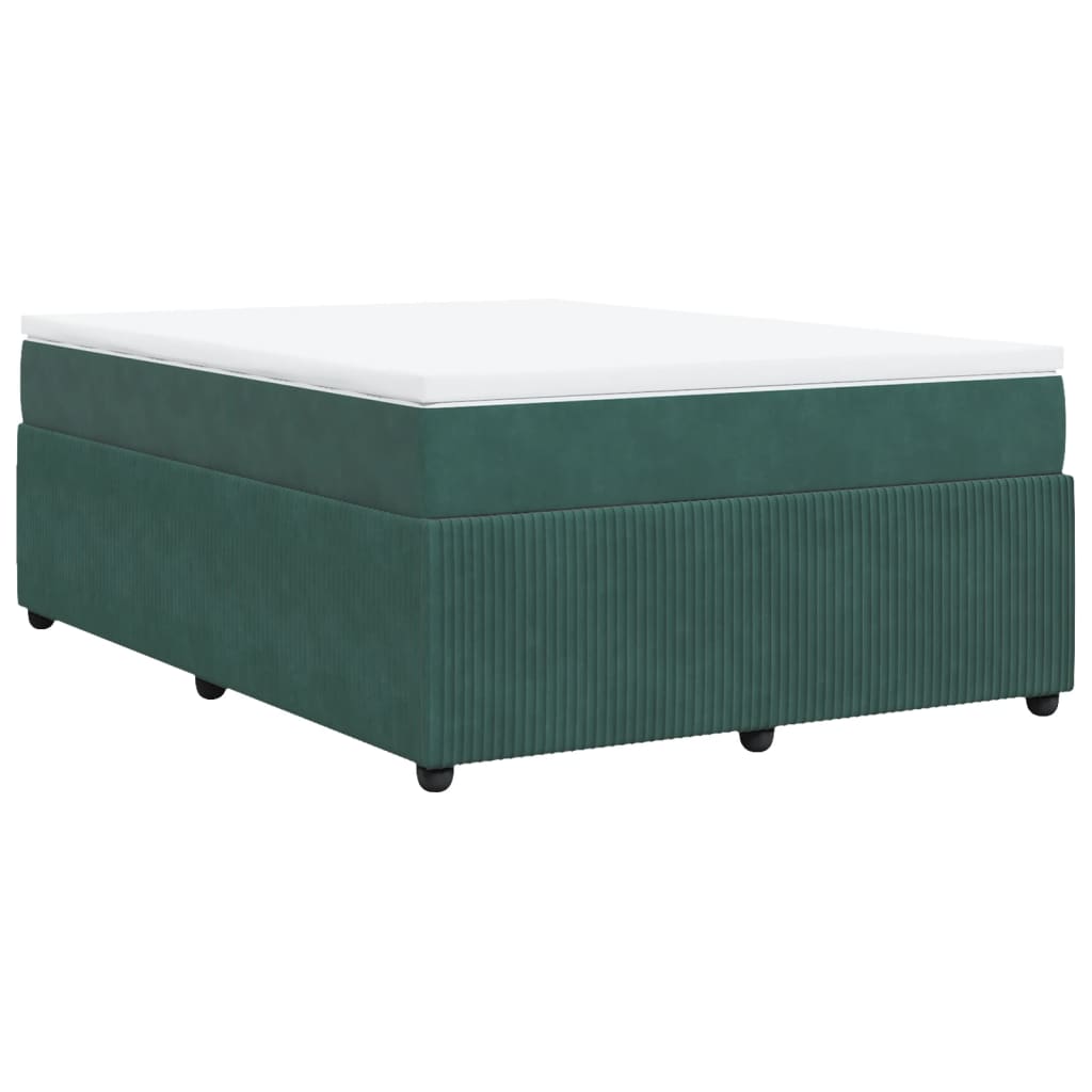 Boxspring met matras fluweel donkergroen 140x190 cm