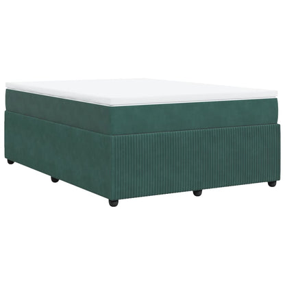 Boxspring met matras fluweel donkergroen 140x190 cm