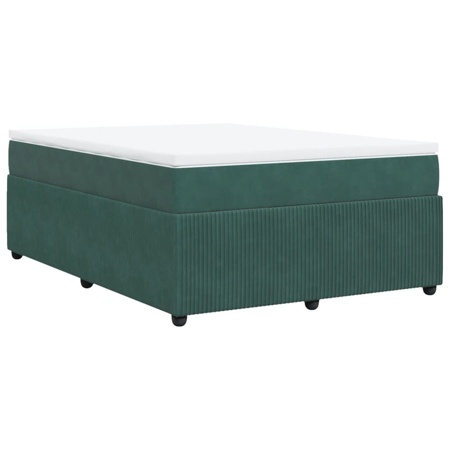 Boxspring met matras fluweel donkergroen 140x190 cm