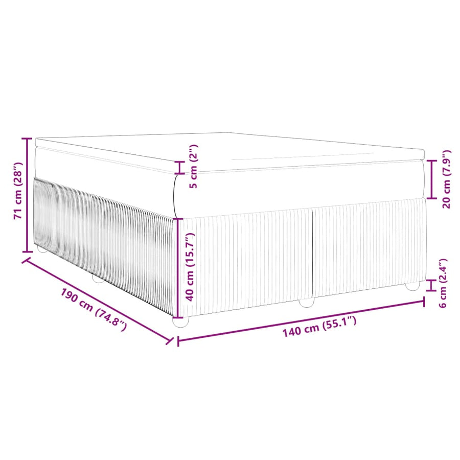 Boxspring met matras fluweel donkerblauw 140x190 cm