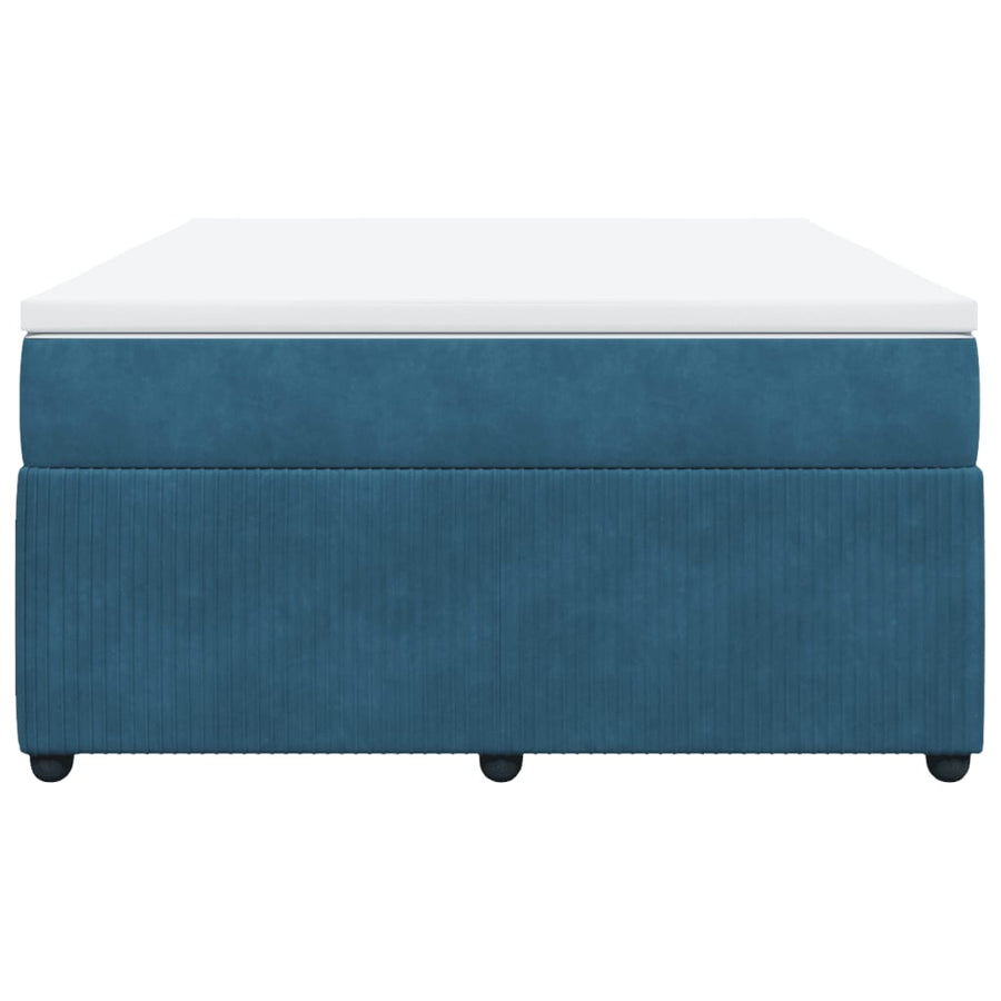 Boxspring met matras fluweel donkerblauw 140x190 cm
