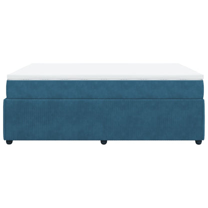 Boxspring met matras fluweel donkerblauw 140x190 cm