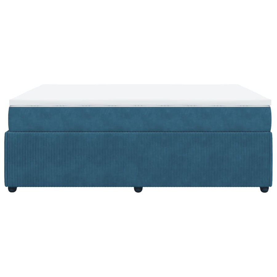 Boxspring met matras fluweel donkerblauw 140x190 cm