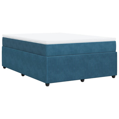 Boxspring met matras fluweel donkerblauw 140x190 cm