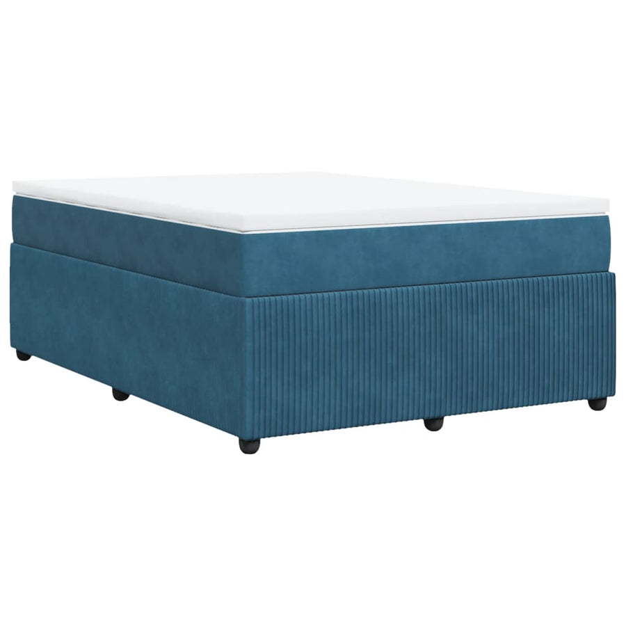 Boxspring met matras fluweel donkerblauw 140x190 cm