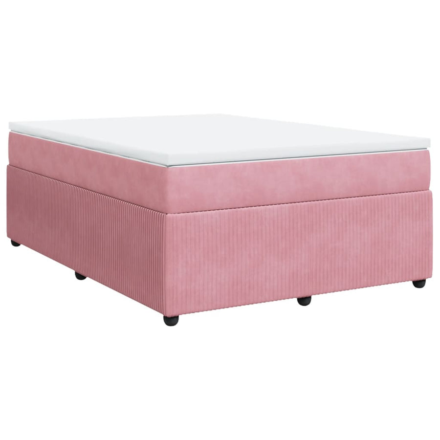 Boxspring met matras fluweel roze 140x190 cm
