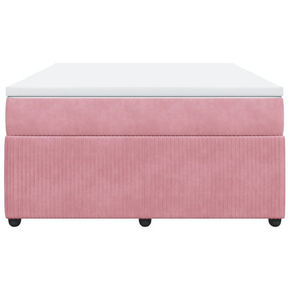 Boxspring met matras fluweel roze 140x190 cm