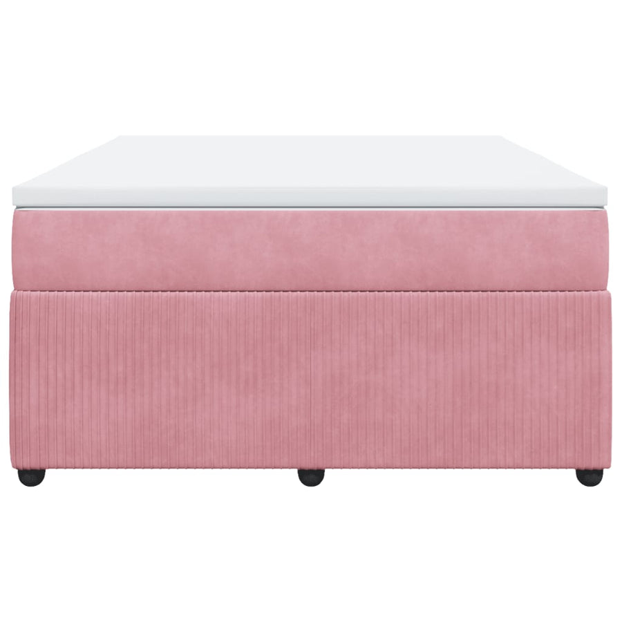 Boxspring met matras fluweel roze 140x190 cm
