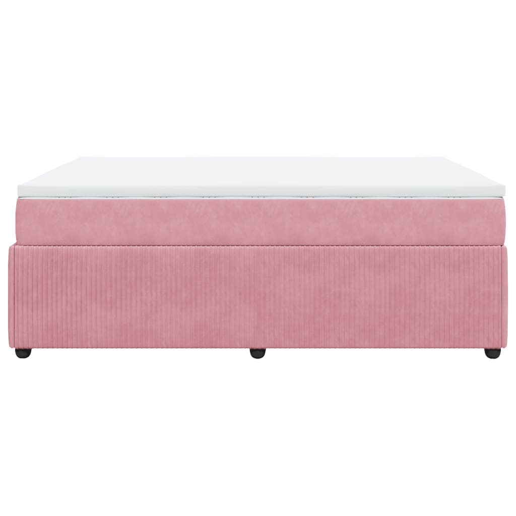 Boxspring met matras fluweel roze 140x190 cm