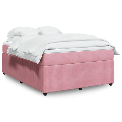 Boxspring met matras fluweel roze 140x190 cm