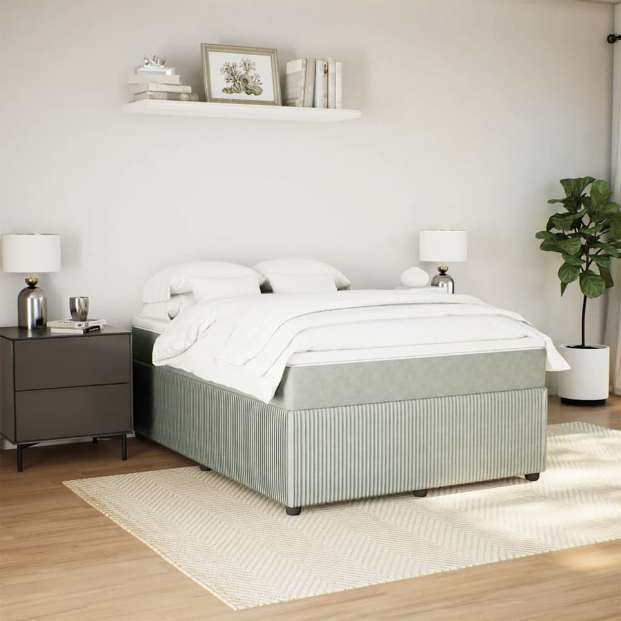 Boxspring met matras fluweel lichtgrijs 140x200 cm