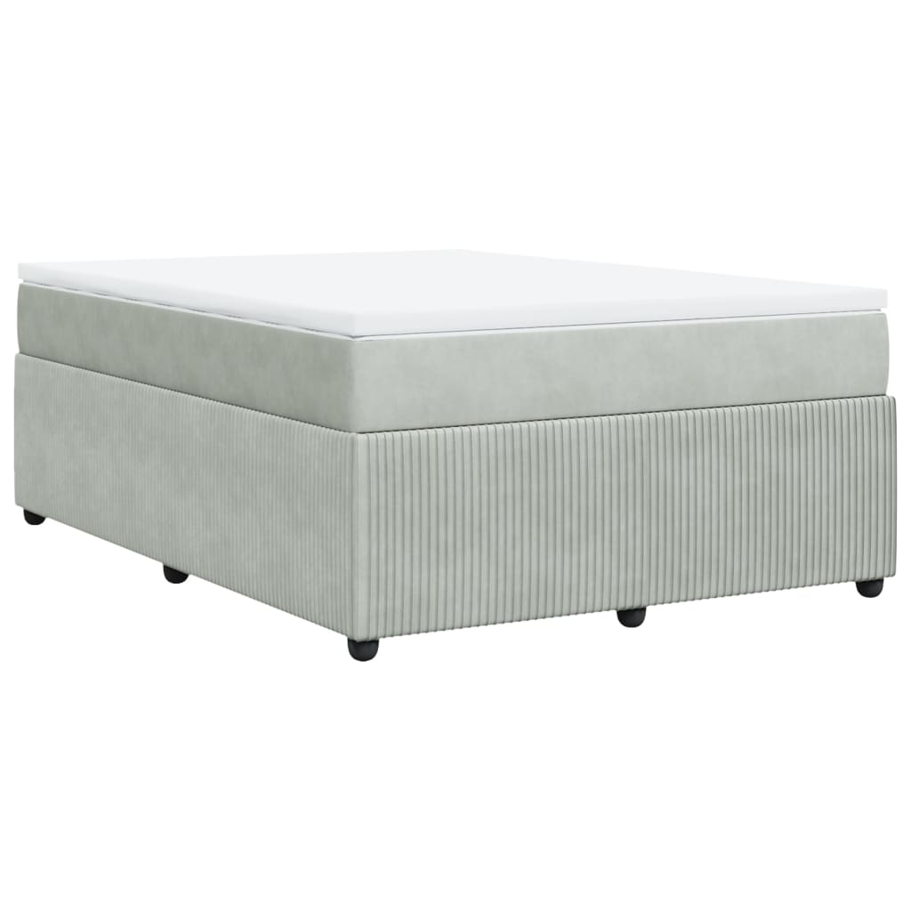 Boxspring met matras fluweel lichtgrijs 140x200 cm