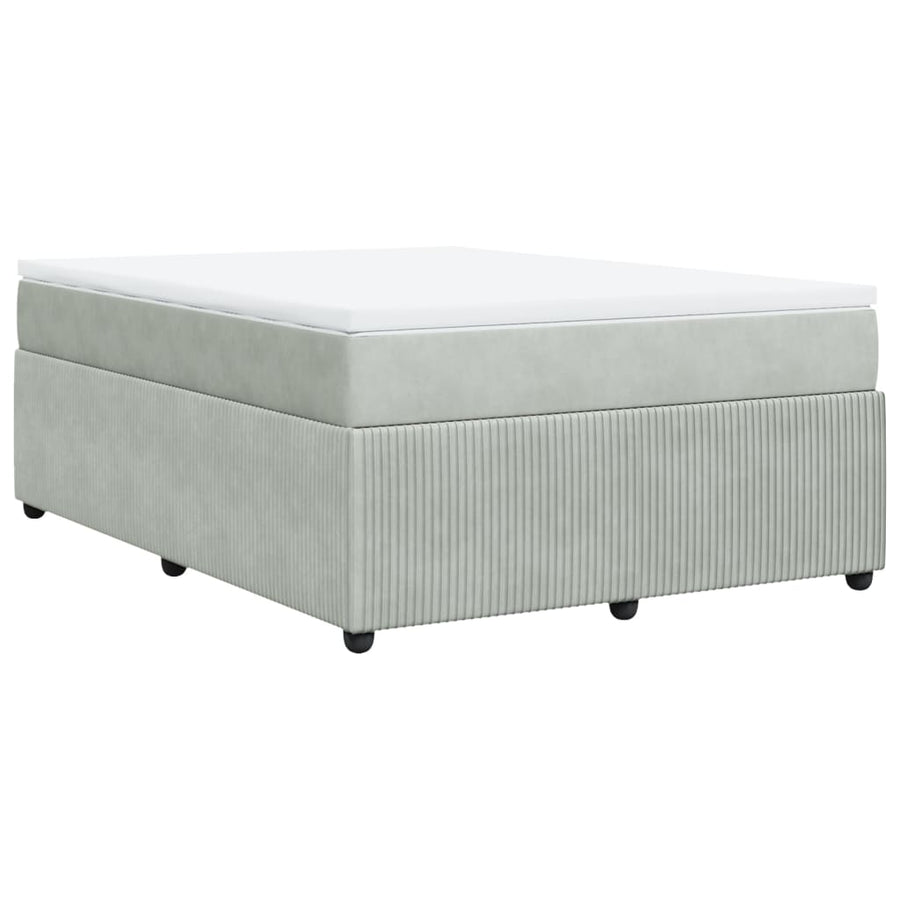 Boxspring met matras fluweel lichtgrijs 140x200 cm