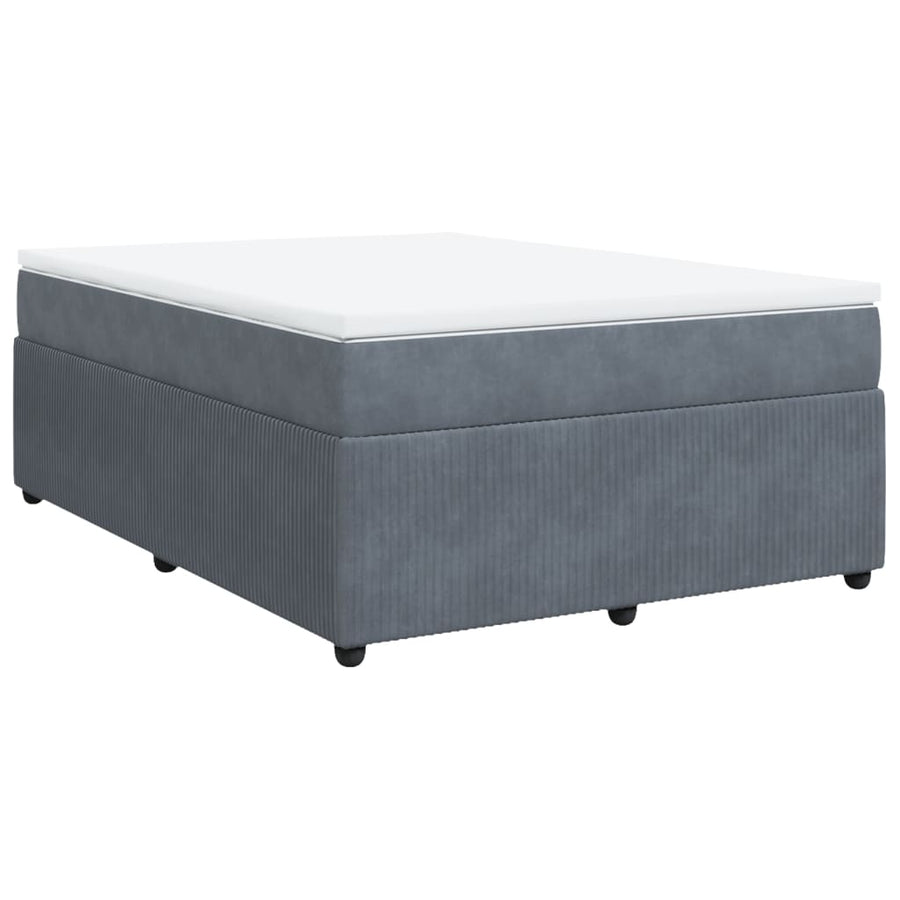 Boxspring met matras fluweel donkergrijs 140x200 cm