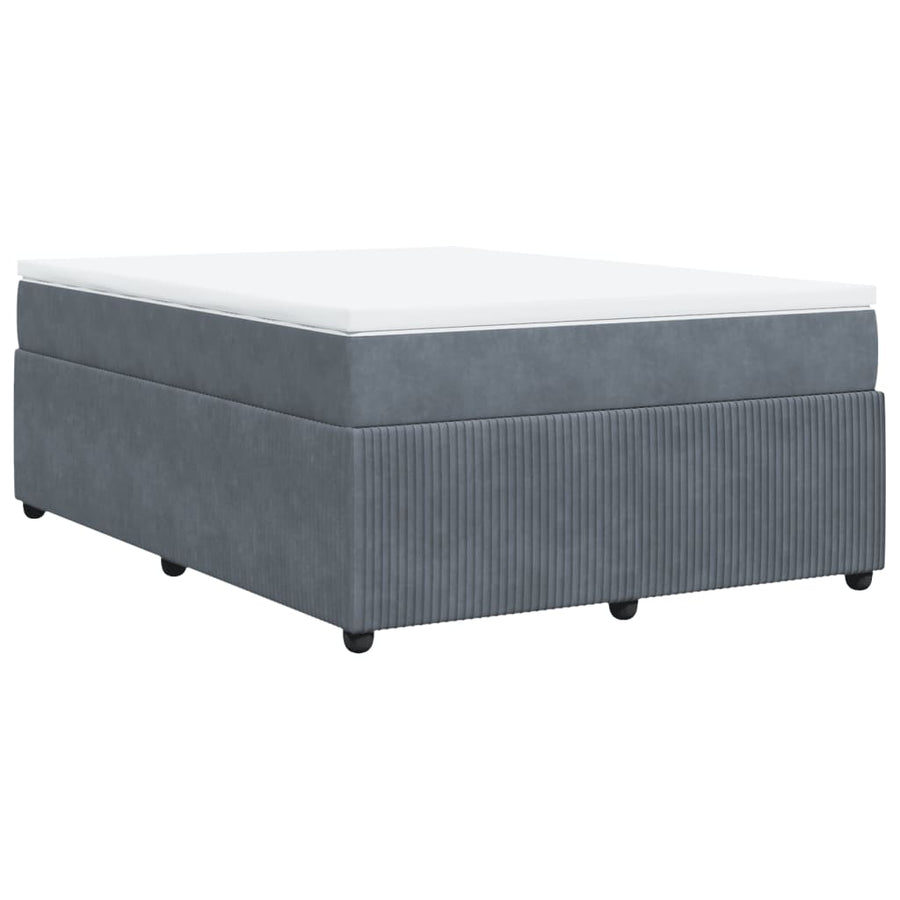 Boxspring met matras fluweel donkergrijs 140x200 cm