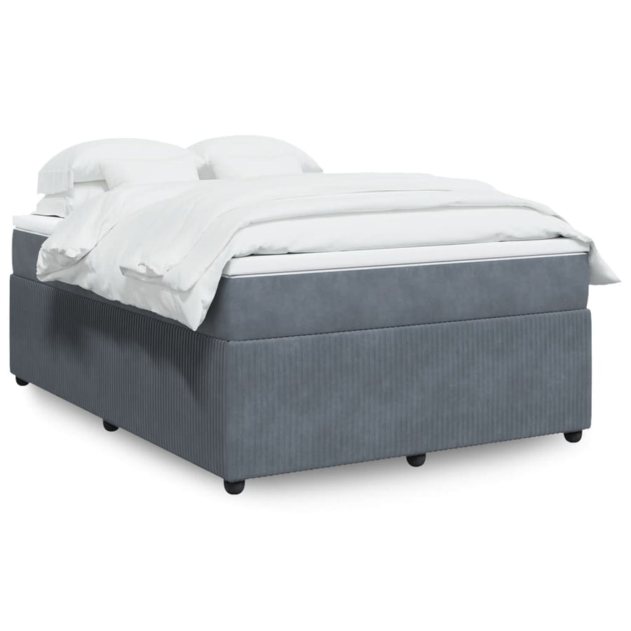 Boxspring met matras fluweel donkergrijs 140x200 cm