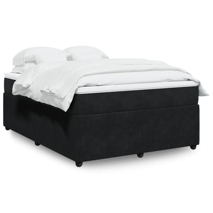 Boxspring met matras fluweel zwart 140x200 cm