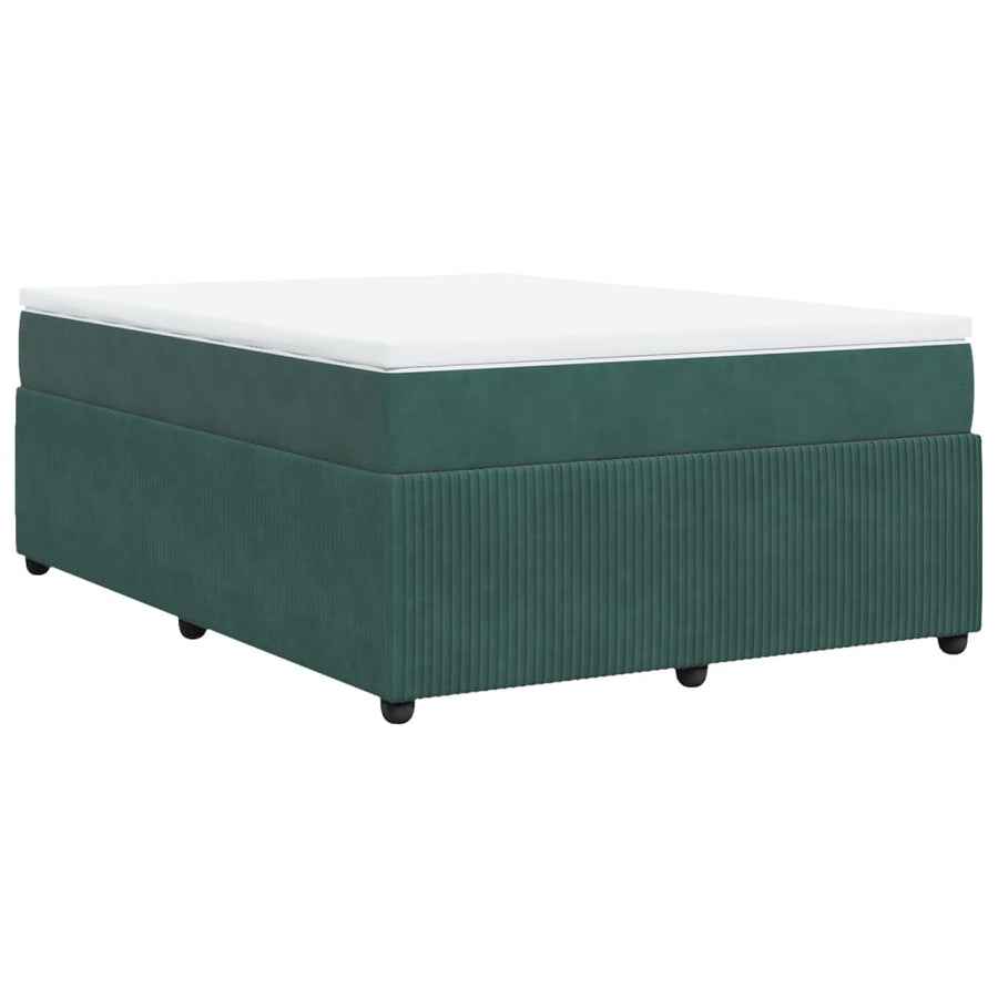 Boxspring met matras fluweel donkergroen 140x200 cm