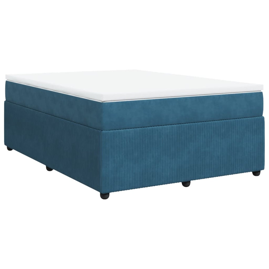 Boxspring met matras fluweel donkerblauw 140x200 cm