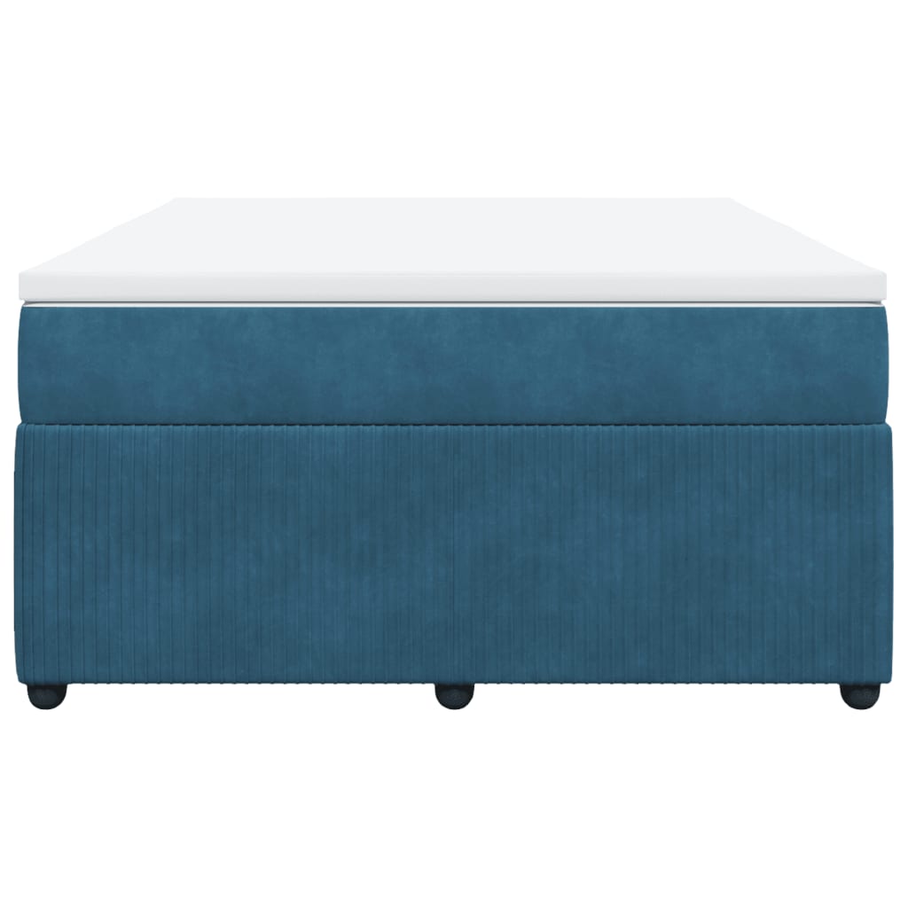 Boxspring met matras fluweel donkerblauw 140x200 cm