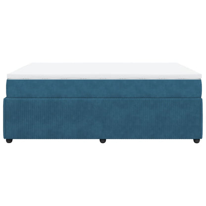 Boxspring met matras fluweel donkerblauw 140x200 cm