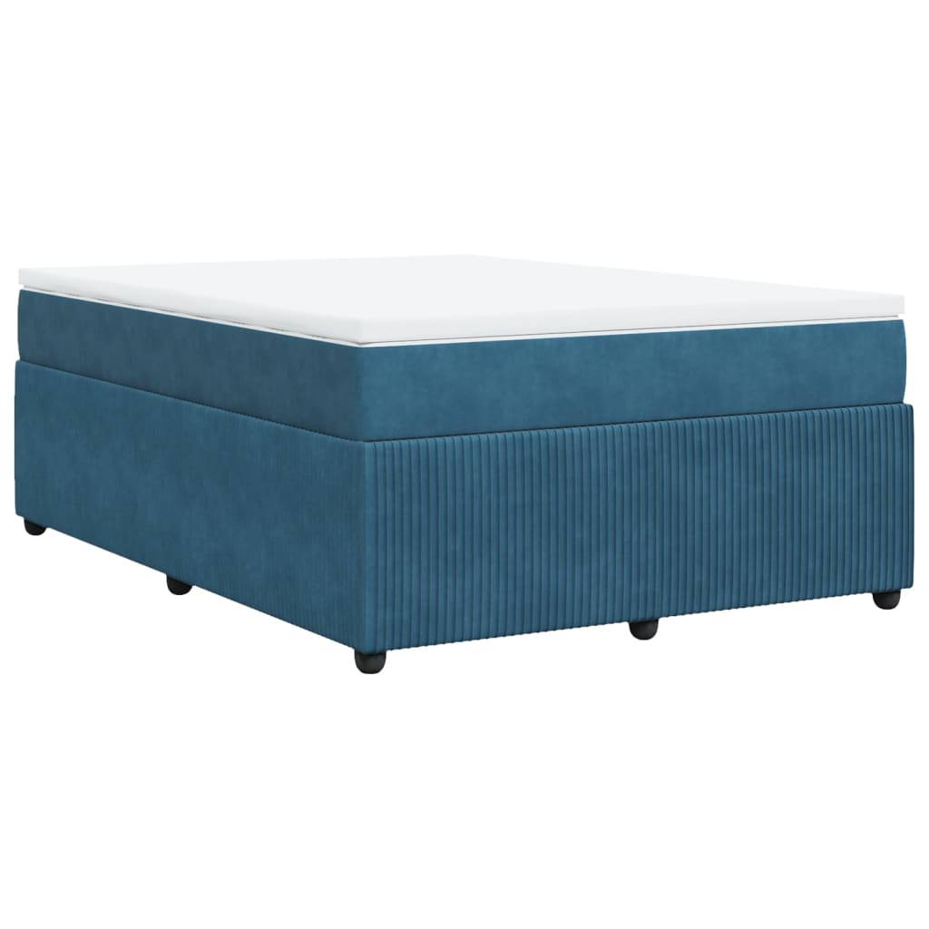 Boxspring met matras fluweel donkerblauw 140x200 cm