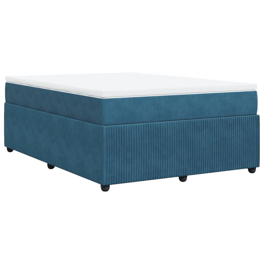 Boxspring met matras fluweel donkerblauw 140x200 cm